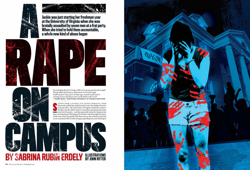Las primeras páginas del reportaje "A Rape on Campus" publicado en Rolling Stone.