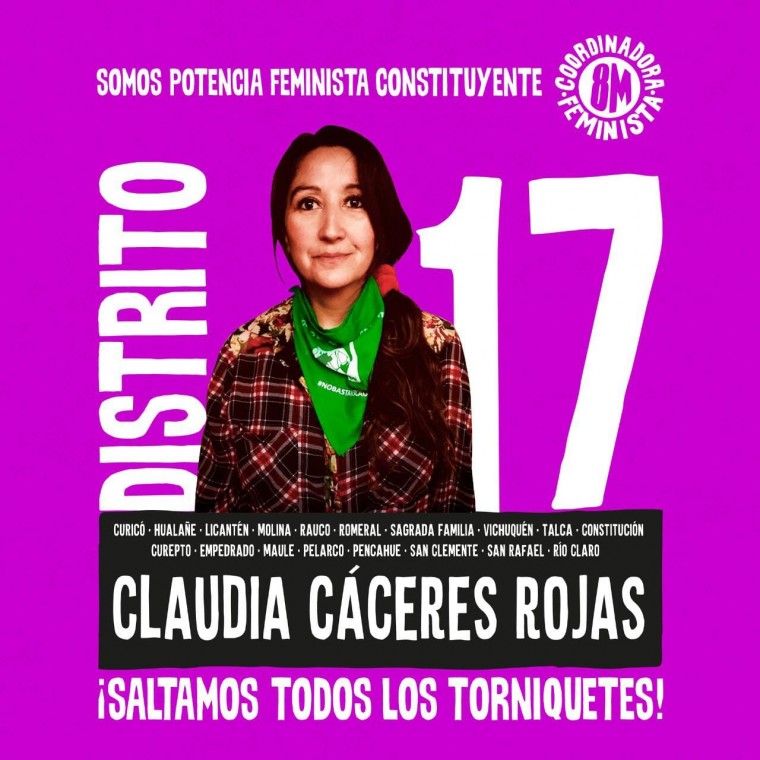 Afiche de campaña como precandidata de Claudia Cáceres