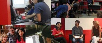 Un mosaico del primer laboratorio de Puroperiodismo. Fotos: Fabián Hernández, Patricia Rivera y Patricio Contreras
